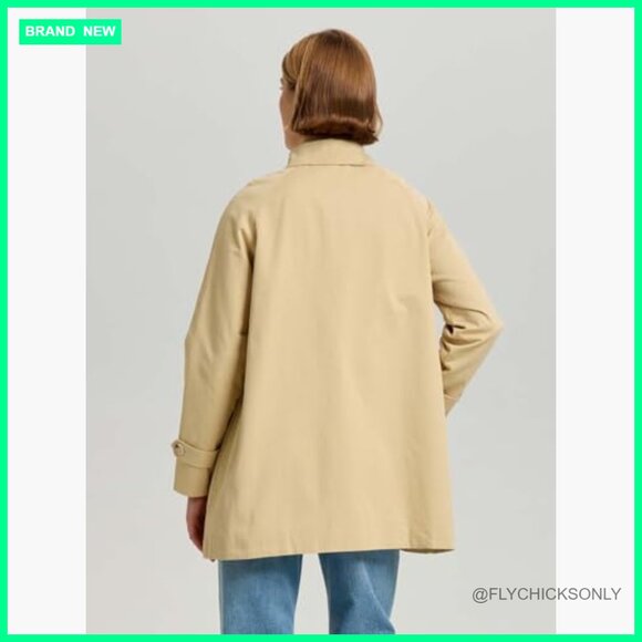 100% Cotton Bow Toggle Trench Coat, Windproof Peacoat - Picture 6 of 7